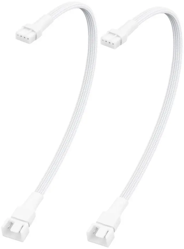 Main image of ELFJMZP PC Chassis Channel Fan Motherboard 2510 4P Male to 1PCS 2510 4P Female Fan Adaptor Cable White, Compatible with Speed Control and Signal Function (RPM/Alarm) 26cm/10.5 in (Pack of 2)
