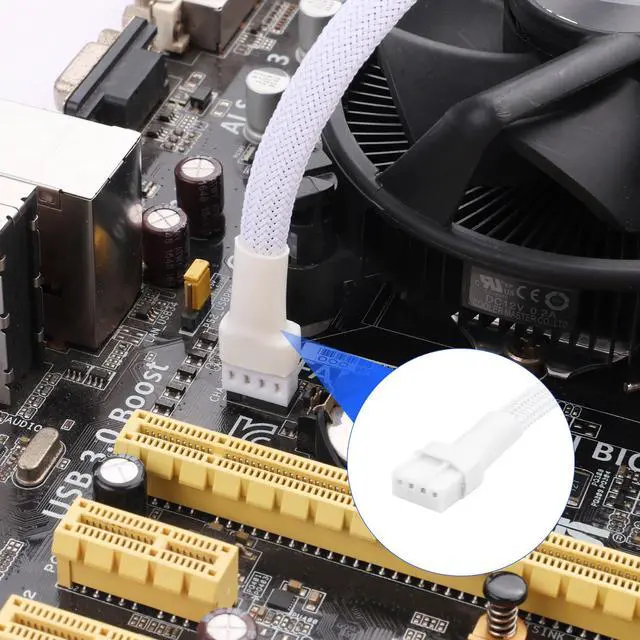 Alt view image 3 of 7 - ELFJMZP PC Chassis Channel Fan Motherboard 2510 4P Male to 1PCS 2510 4P Female Fan Adaptor Cable White, Compatible with Speed Control and Signal Function (RPM/Alarm) 26cm/10.5 in (Pack of 2)