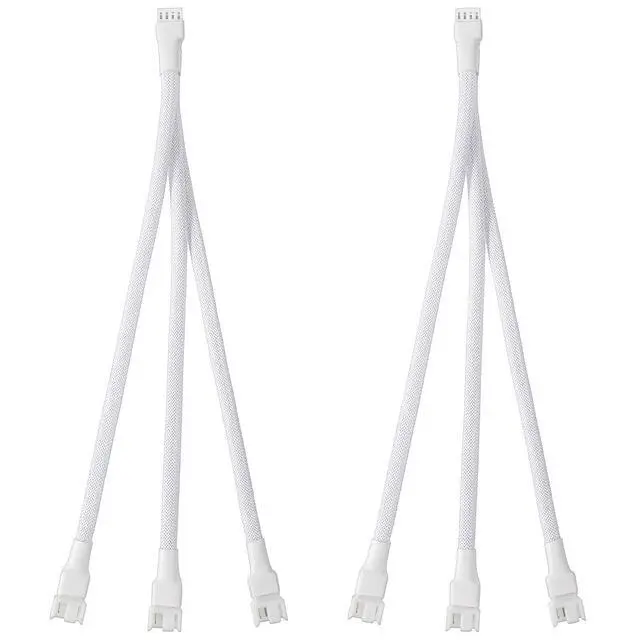 Alt view image 4 of 7 - White PWM Fan Splitter Cable 2-Pack, 3-Way 4 Pin PC Fan 1 to 3 Converter, 10.6 Inch Nylon Braided Computer Case CPU Cooling Extension Cable for Desktop PC Build