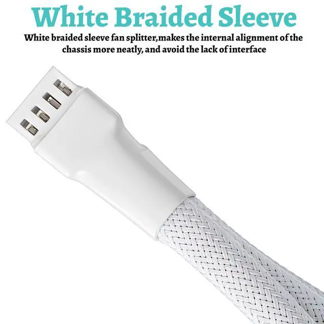 Alt view image 7 of 7 - White PWM Fan Splitter Cable 2-Pack, 3-Way 4 Pin PC Fan 1 to 3 Converter, 10.6 Inch Nylon Braided Computer Case CPU Cooling Extension Cable for Desktop PC Build