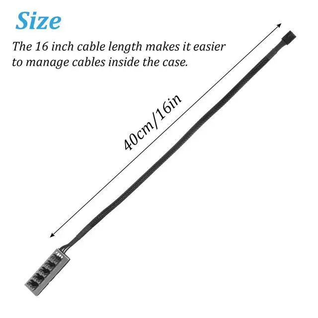 Alt view image 2 of 7 - 2 Pack PWM Fan Hub, PC Fan Hhub 4 Pin 1 to 5 Way Cooling Fans Power Extension Cable Adapter Fans Splitter for PC Motherboard Case 4 Pin/3Pin