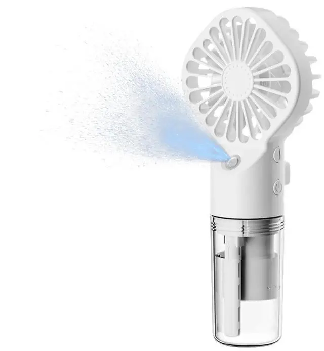 Main image of Luxmars Portable Misting Fan Handheld Fan Rechargeable Battery Small Personal Mister Fan 4 Speed Mini Fan with Spray for Women Men Outdoor Camping Home Office TravelWhite