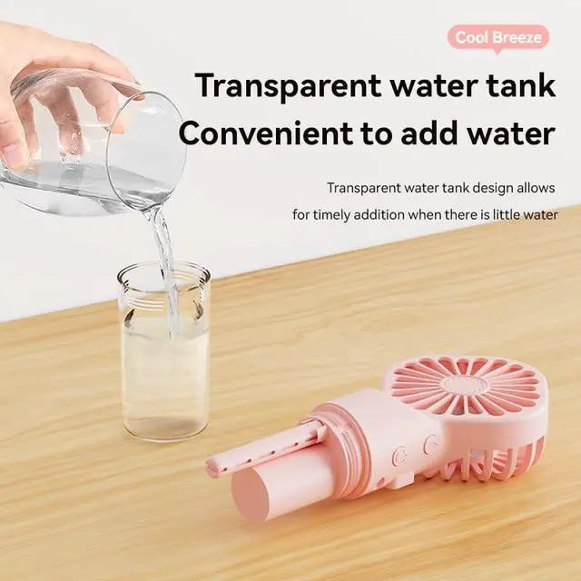 Alt view image 5 of 7 - Luxmars Portable Misting Fan Handheld Fan Rechargeable Battery Small Personal Mister Fan 4 Speed Mini Fan with Spray for Women Men Outdoor Camping Home Office TravelWhite