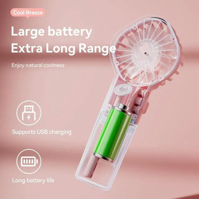 Alt view image 6 of 7 - Luxmars Portable Misting Fan Handheld Fan Rechargeable Battery Small Personal Mister Fan 4 Speed Mini Fan with Spray for Women Men Outdoor Camping Home Office TravelWhite