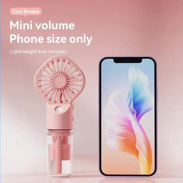 Alt view image 7 of 7 - Luxmars Portable Misting Fan Handheld Fan Rechargeable Battery Small Personal Mister Fan 4 Speed Mini Fan with Spray for Women Men Outdoor Camping Home Office TravelWhite
