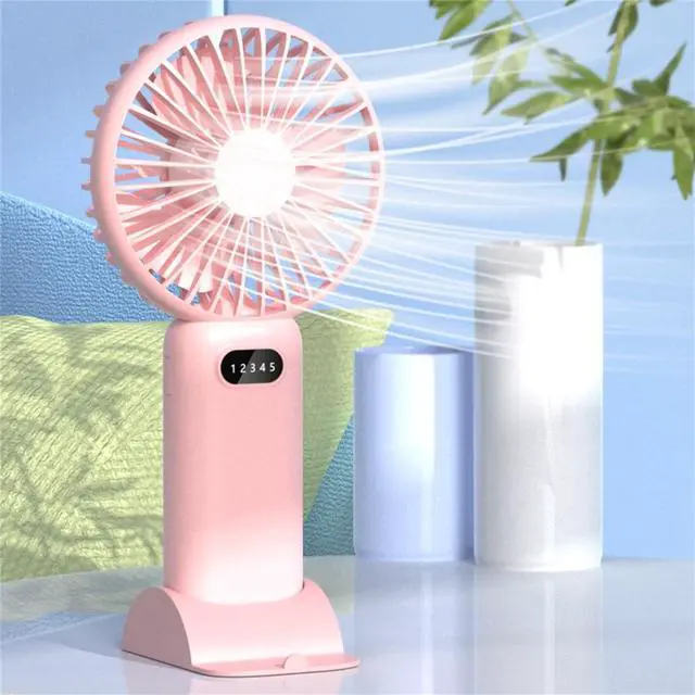 Main image of Portable Handheld Fan for Travel, Outdoor USB Fans with LED Digital Display Quiet Small Desk Fans with 5 Speed for Office Outdoor Sport Home Traveling, Makeup Fan (Pink)