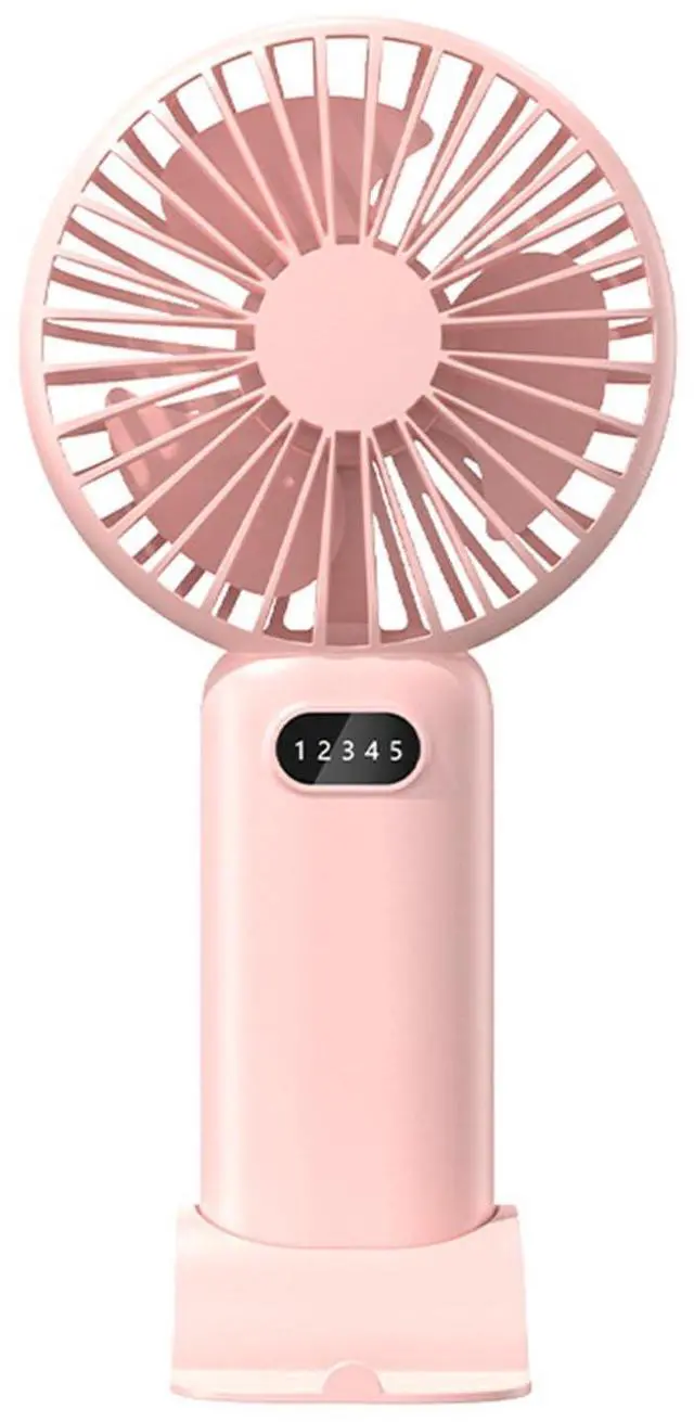 Alt view image 2 of 6 - Portable Handheld Fan for Travel, Outdoor USB Fans with LED Digital Display Quiet Small Desk Fans with 5 Speed for Office Outdoor Sport Home Traveling, Makeup Fan (Pink)
