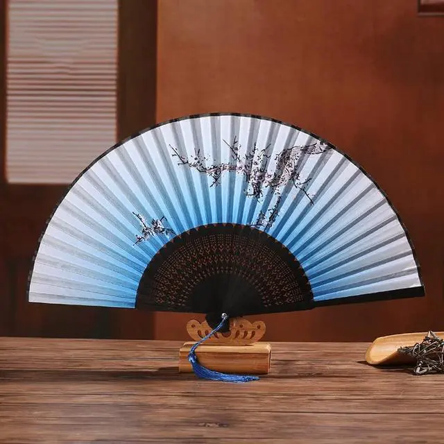 Alt view image 2 of 7 - Restokki Charming Elegant Modern Woman Handmade Fan, Folding Hand Tassels Fan, Summer Hot Day Cooling Tool Prop Gift Decoration(type 3)