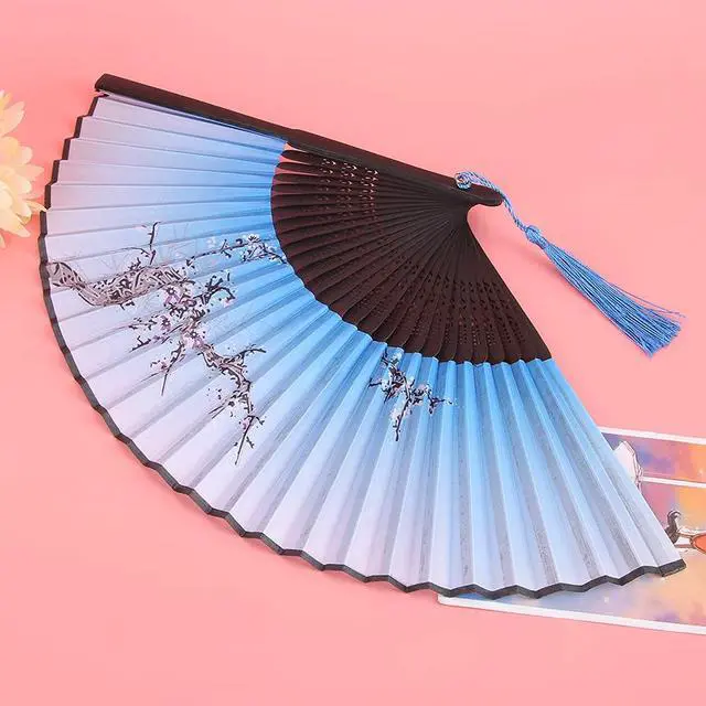 Alt view image 3 of 7 - Restokki Charming Elegant Modern Woman Handmade Fan, Folding Hand Tassels Fan, Summer Hot Day Cooling Tool Prop Gift Decoration(type 3)