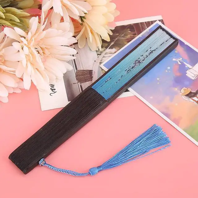 Alt view image 4 of 7 - Restokki Charming Elegant Modern Woman Handmade Fan, Folding Hand Tassels Fan, Summer Hot Day Cooling Tool Prop Gift Decoration(type 3)