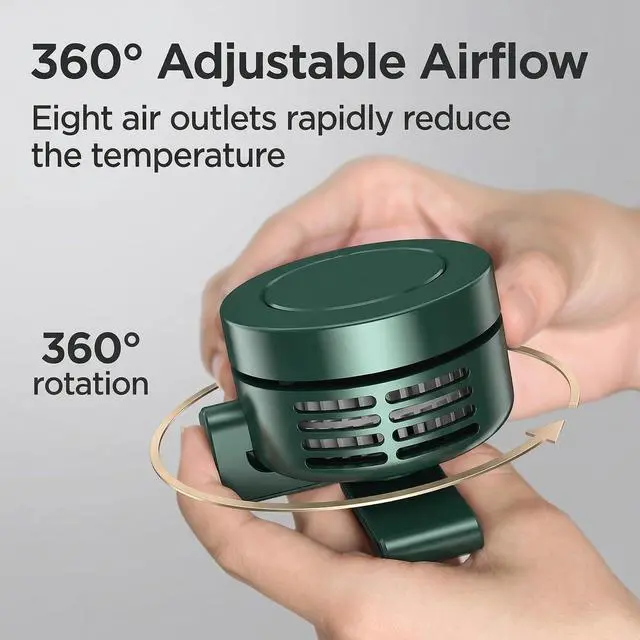 Alt view image 2 of 7 - SYBOYEGE Mini Clip on Fan Portable, 2026 Rechargeable Small Personal Cooling Fan with 3 Speeds 900mAh Battery, 360° Adjustable Handheld Fan Clip for Hat Shirt Belt Bag Travel Outdoor Office (Green)