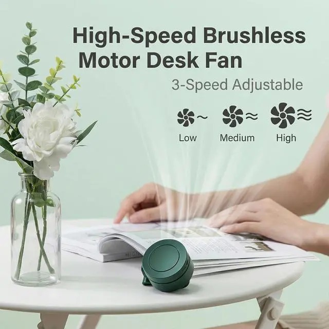 Alt view image 3 of 7 - SYBOYEGE Mini Clip on Fan Portable, 2026 Rechargeable Small Personal Cooling Fan with 3 Speeds 900mAh Battery, 360° Adjustable Handheld Fan Clip for Hat Shirt Belt Bag Travel Outdoor Office (Green)