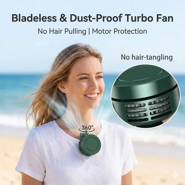 Alt view image 6 of 7 - SYBOYEGE Mini Clip on Fan Portable, 2026 Rechargeable Small Personal Cooling Fan with 3 Speeds 900mAh Battery, 360° Adjustable Handheld Fan Clip for Hat Shirt Belt Bag Travel Outdoor Office (Green)