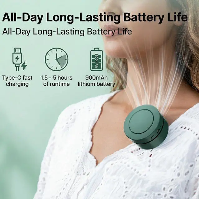 Alt view image 4 of 7 - SYBOYEGE Mini Clip on Fan Portable, 2026 Rechargeable Small Personal Cooling Fan with 3 Speeds 900mAh Battery, 360° Adjustable Handheld Fan Clip for Hat Shirt Belt Bag Travel Outdoor Office (Green)