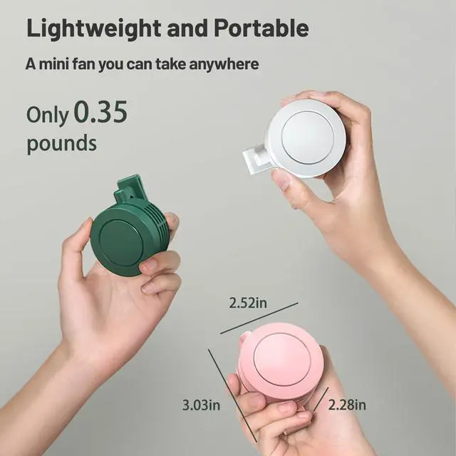 Alt view image 7 of 7 - SYBOYEGE Mini Clip on Fan Portable, 2026 Rechargeable Small Personal Cooling Fan with 3 Speeds 900mAh Battery, 360° Adjustable Handheld Fan Clip for Hat Shirt Belt Bag Travel Outdoor Office (Green)
