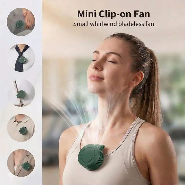 Alt view image 5 of 7 - SYBOYEGE Mini Clip on Fan Portable, 2026 Rechargeable Small Personal Cooling Fan with 3 Speeds 900mAh Battery, 360° Adjustable Handheld Fan Clip for Hat Shirt Belt Bag Travel Outdoor Office (Green)