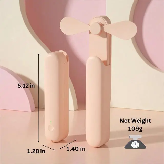 Alt view image 3 of 7 - Inflapop 2 Pack (Pink & White) Handheld Fan 3-in-1 Multifunctional Portable Mini Fan with Emergency Phone Charging 3 Speed Airflow Rechargeable for Travel Shopping Outdoor Use