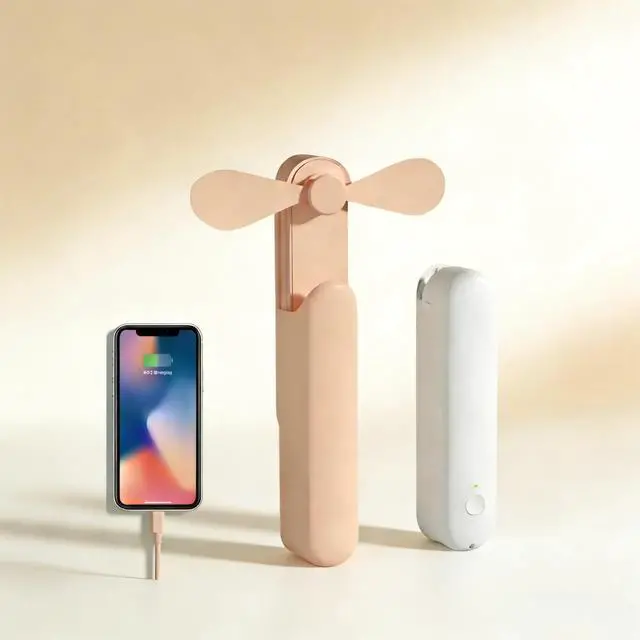 Main image of Inflapop 2 Pack (Pink & White) Handheld Fan 3-in-1 Multifunctional Portable Mini Fan with Emergency Phone Charging 3 Speed Airflow Rechargeable for Travel Shopping Outdoor Use