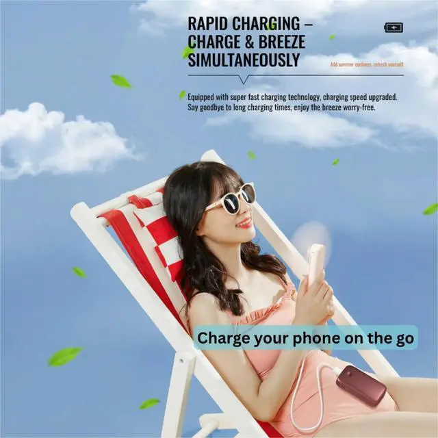 Alt view image 5 of 7 - Inflapop 2 Pack (Pink & White) Handheld Fan 3-in-1 Multifunctional Portable Mini Fan with Emergency Phone Charging 3 Speed Airflow Rechargeable for Travel Shopping Outdoor Use
