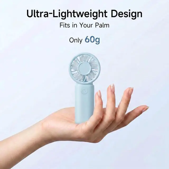 Alt view image 3 of 7 - Jerjerboo Portable Handheld Mini Fan, 3 Speeds 12000RPM Personal Cooling Fan,Mini Fan with Lanyard for Makeup,Blue