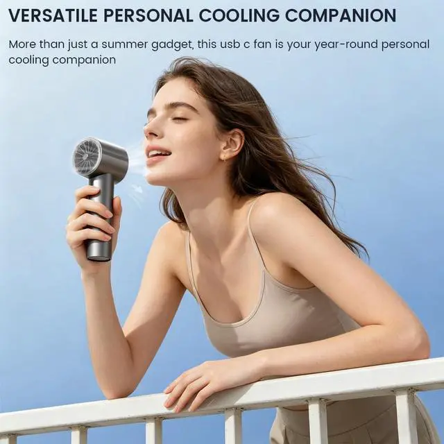 Alt view image 7 of 7 - Dexmary Mini Handheld Portable Fan, 199 Speeds Strong Airflow, 4000mAh Rechargeable Mini Fan with LED Digital Display, Pocket Personal Fan, USB C Small Fan for Travel Camping Outdoor Makeup