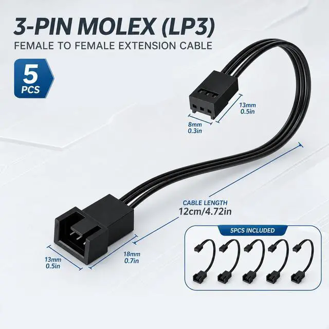 Alt view image 2 of 7 - 5PCS 4pin PWM to 3pin Fan Adapter Cable Computer PC Fan Connector Converter | Computer PC Fan Power Extension Cable Converter Fans Temperature Control Cables for Desktop PC 4-Pin/3-Pin Cooling Fan