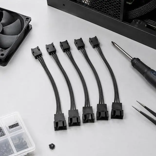 Alt view image 6 of 7 - 5PCS 4pin PWM to 3pin Fan Adapter Cable Computer PC Fan Connector Converter | Computer PC Fan Power Extension Cable Converter Fans Temperature Control Cables for Desktop PC 4-Pin/3-Pin Cooling Fan