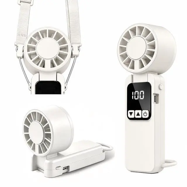 Main image of vimeepro Portable HandHeld Fan 6000mAh,USB-C Rechargeable Fans with 1-199 Speeds Adjustment,Mini Fan Foldable Desk Desktop Fans with LED Display for Outdoor Camping/Office/Travel/Women/Gifts(White)