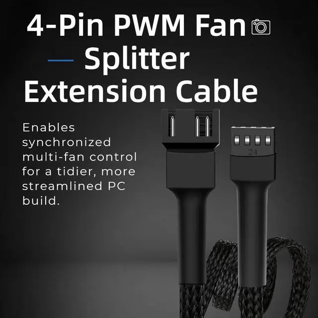 Alt view image 2 of 7 - skineat 4-Pin PWM Fan Splitter Cable, PST Extension for PC Cooling, Daisy Chain Cable, 1 x 4-Pin PWM Connector, 88cm/34in