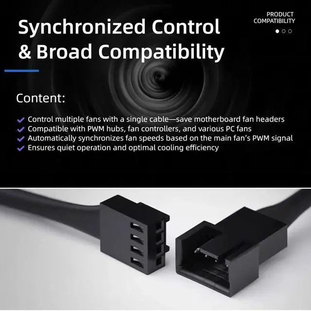 Alt view image 6 of 7 - skineat 4-Pin PWM Fan Splitter Cable, PST Extension for PC Cooling, Daisy Chain Cable, 1 x 4-Pin PWM Connector, 88cm/34in
