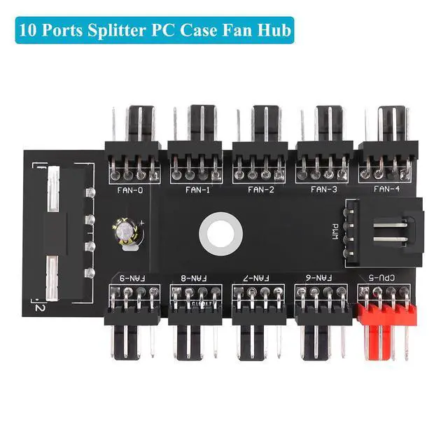 Alt view image 3 of 6 - Fan Hub Splitter Extension Cable, 1 to 10 Way Fan Power Supply 4 Pin ATX Powered PWM PC Motherboard Case Fan Power Adapter Extension Cord Hub for Desktop Computer Case 4-Pin and 3-Pin Cooling Fans