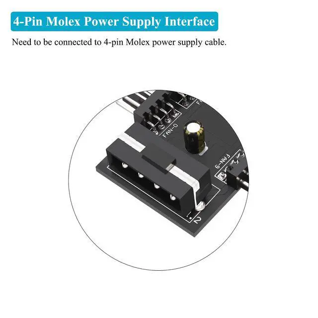Alt view image 4 of 6 - Fan Hub Splitter Extension Cable, 1 to 10 Way Fan Power Supply 4 Pin ATX Powered PWM PC Motherboard Case Fan Power Adapter Extension Cord Hub for Desktop Computer Case 4-Pin and 3-Pin Cooling Fans
