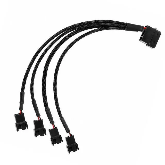 Main image of Zyghjort 4 Pin Fan Adapter, 12V 4 Pin 3 Pins PC Case Cooling Fan Splitter Power Cable 10.6 Inch Power Fans Extension Cable Hub Splitter Adapter Sleeved Case for Desktop Computer Cooler Fans Connector