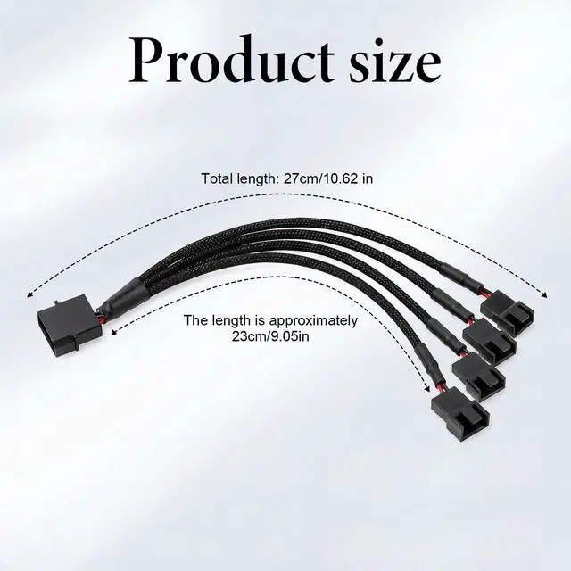 Alt view image 2 of 7 - Zyghjort 4 Pin Fan Adapter, 12V 4 Pin 3 Pins PC Case Cooling Fan Splitter Power Cable 10.6 Inch Power Fans Extension Cable Hub Splitter Adapter Sleeved Case for Desktop Computer Cooler Fans Connector