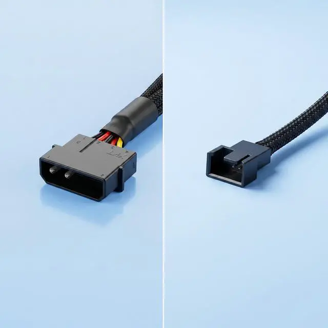 Alt view image 6 of 7 - Zyghjort 4 Pin Fan Adapter, 12V 4 Pin 3 Pins PC Case Cooling Fan Splitter Power Cable 10.6 Inch Power Fans Extension Cable Hub Splitter Adapter Sleeved Case for Desktop Computer Cooler Fans Connector