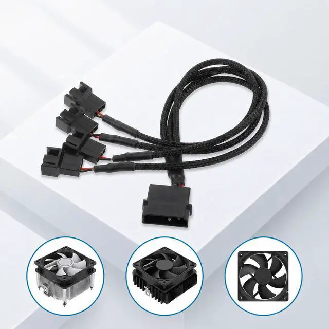 Alt view image 7 of 7 - Zyghjort 4 Pin Fan Adapter, 12V 4 Pin 3 Pins PC Case Cooling Fan Splitter Power Cable 10.6 Inch Power Fans Extension Cable Hub Splitter Adapter Sleeved Case for Desktop Computer Cooler Fans Connector