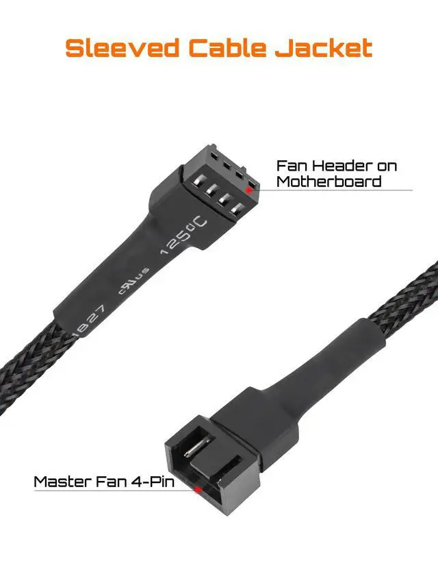 Alt view image 3 of 7 - upHere 2 Way 4 Pin PWM Fan Splitter Cable, ATX Case 4-Pin/3-Pin Cooling Fan Cable (2 Pack)