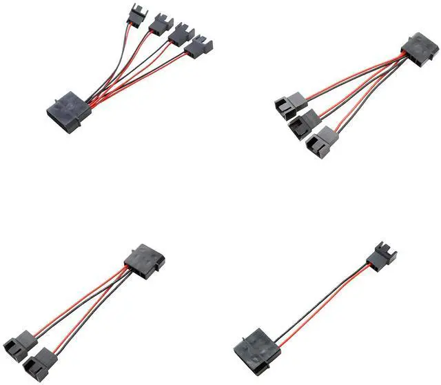 Alt view image 2 of 7 - Computer for Case Fan IDE Large 4pin to Small 4pin Fan Power Adapter D Port Extension Cable 1 to 1/2/3/4 4P Splitter 12V