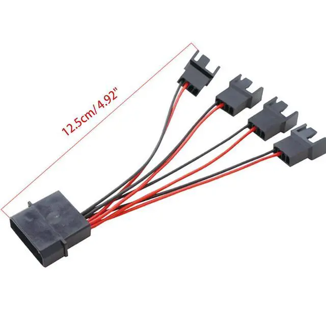 Alt view image 4 of 7 - Computer for Case Fan IDE Large 4pin to Small 4pin Fan Power Adapter D Port Extension Cable 1 to 1/2/3/4 4P Splitter 12V