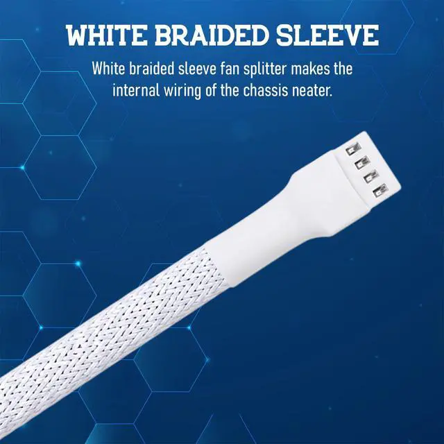 Alt view image 4 of 7 - 2 Pack 4 Pin PWM Fan Splitter Cable, White | 4 Pin PWM, 1 to 3 Ways, 10.6 Inch Length, Compatible with 3Pin and 4Pin Fans, for CPU Cooling, PC Case, and Chassis Fans
