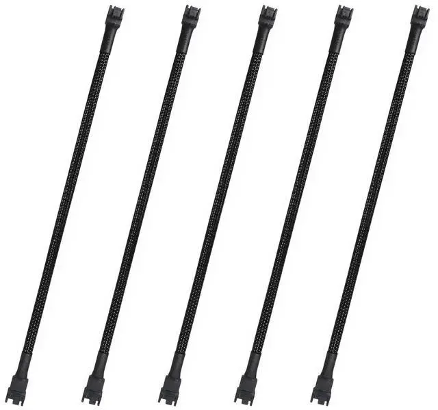 Main image of Viliqiou 5-Pack 12" PWM Fan Splitter, 4 Pin PC Fan Extension Cable, Black Sleeved PC Cable Extension