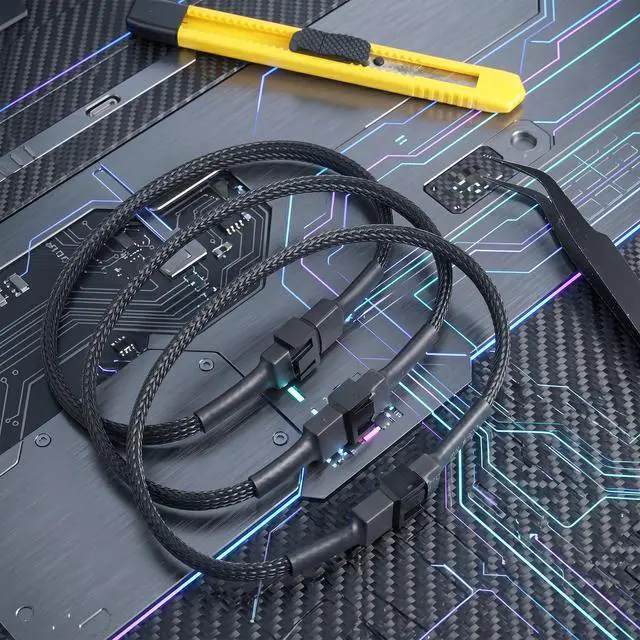 Alt view image 7 of 7 - Viliqiou 5-Pack 12" PWM Fan Splitter, 4 Pin PC Fan Extension Cable, Black Sleeved PC Cable Extension