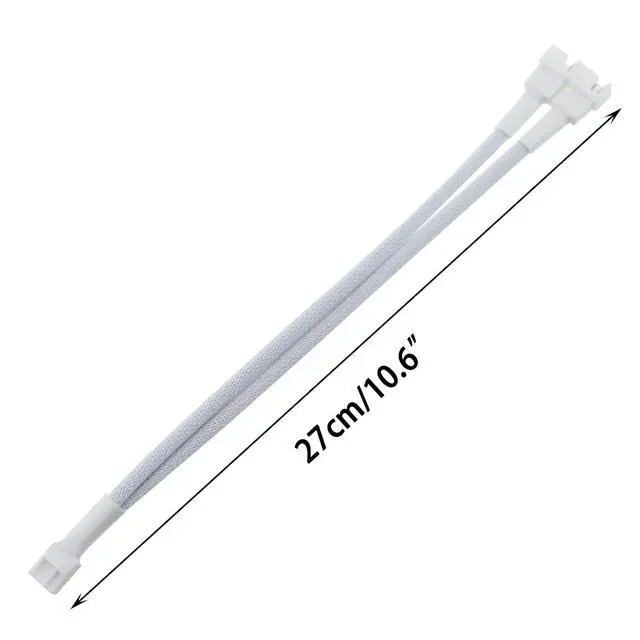 Alt view image 5 of 5 - TAODAN 2PCS 10.6 Inch White 4 Pin PWM Fan Extension Splitter Cable 1 to 2 Suitable for Computer Case and CPU Cooling Fan