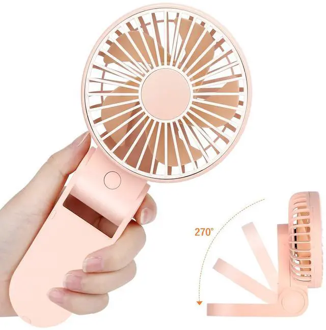 Alt view image 7 of 7 - TriPole Mini Handheld Fan USB Portable Fans Rechargeable Battery Operated Foldable Desk Fan 3 Speed Hanging Personal Fan for Home Office Indoor Use Outdoor Travel