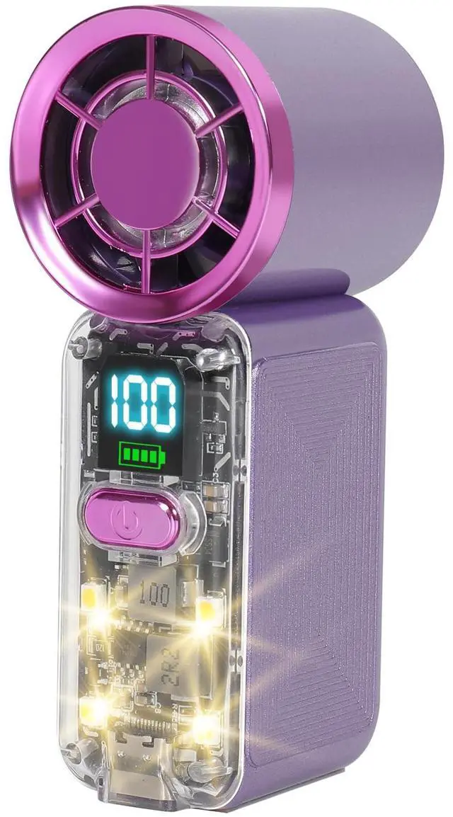 Main image of Samffy Handheld Portable Turbo Fan with Lights, Cyberpunk Mini Fan with LED Display &5 Speeds,USB C Rechargeable Small Pocket Fan for Concert/Camping/Travel/Outdoor Gift for Women Girl