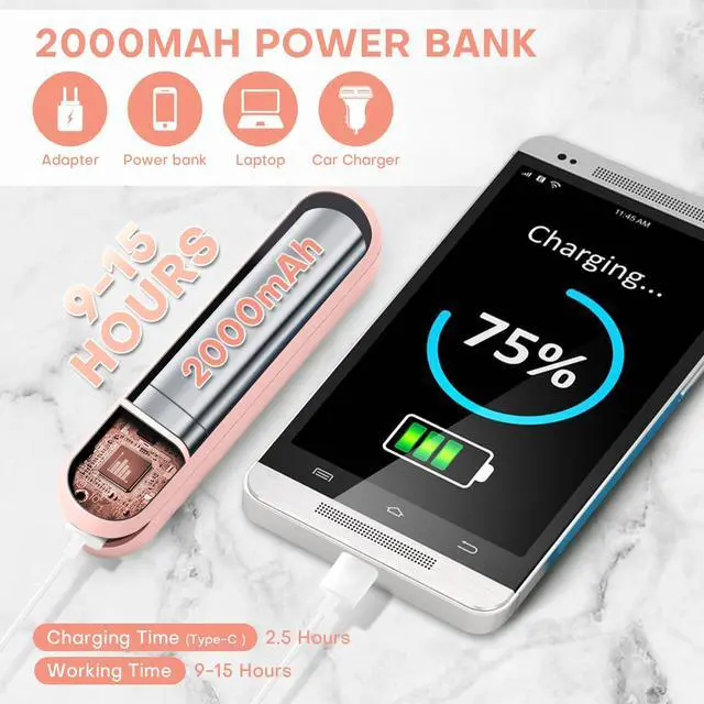 Alt view image 3 of 7 - Nezylaf Portable Mini Handheld Fan, Small Rechargeable Personal Fan with Pocket Power Bank Design for Travel/Women Gifts/Disney World Accessories/Theme Park Essentials