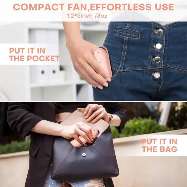 Alt view image 2 of 7 - Nezylaf Portable Mini Handheld Fan, Small Rechargeable Personal Fan with Pocket Power Bank Design for Travel/Women Gifts/Disney World Accessories/Theme Park Essentials