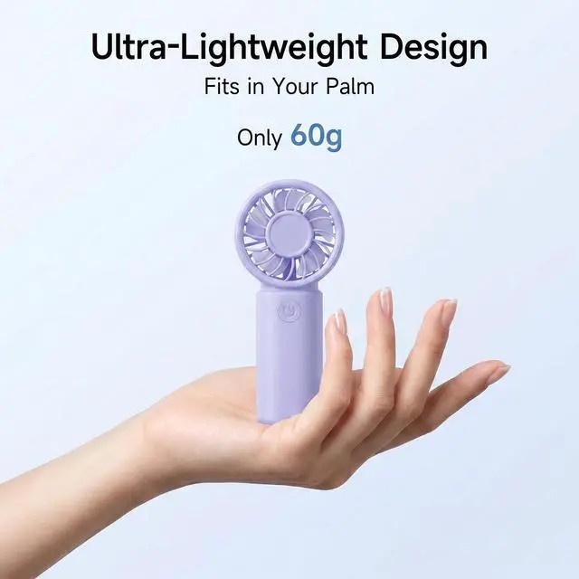 Alt view image 3 of 7 - Jerjerboo Portable Handheld Mini Fan, 3 Speeds 12000RPM Personal Cooling Fan,Mini Fan with Lanyard for Makeup,Purple