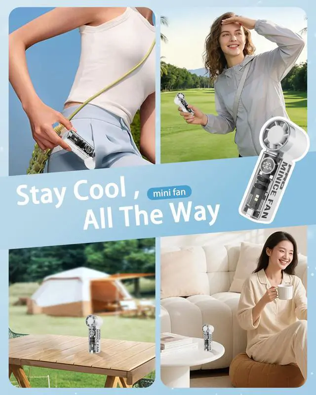 Alt view image 4 of 7 - VewePata Portable Handheld Mini Fan, Rechargeable Personal Fan, White | 199 Speeds, LED Display, Light Torch, 3000mAh USB & Battery Operated Portable Fan for Travel, Outdoor,Concerts Camping Makeup