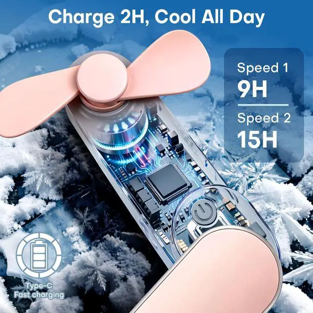 Alt view image 4 of 7 - Nezylaf Portable mini handheld Fan, small Rechargeable Personal Fan for 9-15 Hours Runtime, Pocket Design for Travel/Women Essentials/vacation/beach/vacation/airplane/disney